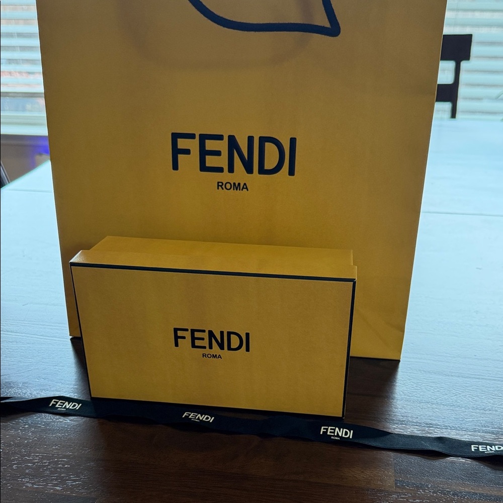 Fendi Yellow and Black Branded Gift Bag with Box